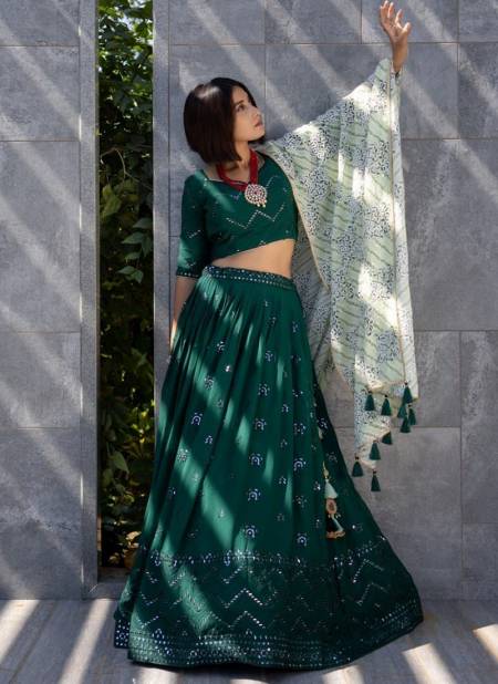 Green Colour Anandam Latest Designer Ethnic Wear Georgette Lehenga Choli Collection 2430